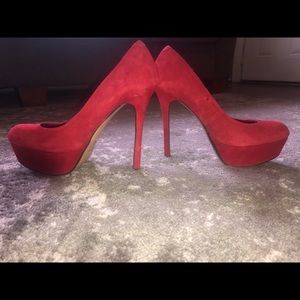Hardly Worn 5” Red Suede Heel